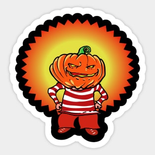 halloween kid pumpkin head funny cartoon Sticker